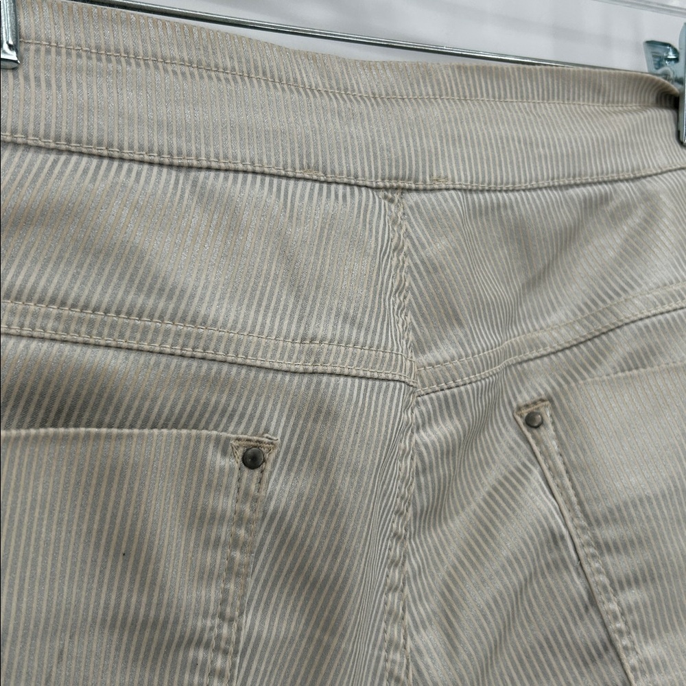 Alembika Striped Drawstring Tapered Pants Beige Size 3 Women Cotton Linen - Picture 8 of 14